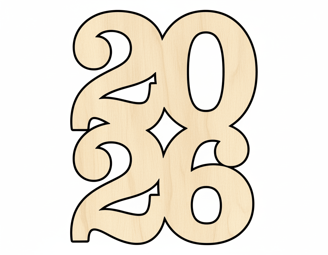 Wood Year 2026 Shape DIY Craft Cutout Blank Door Hanger Wooden Cutout Cut Outs - Unfinished - NameSigns.com