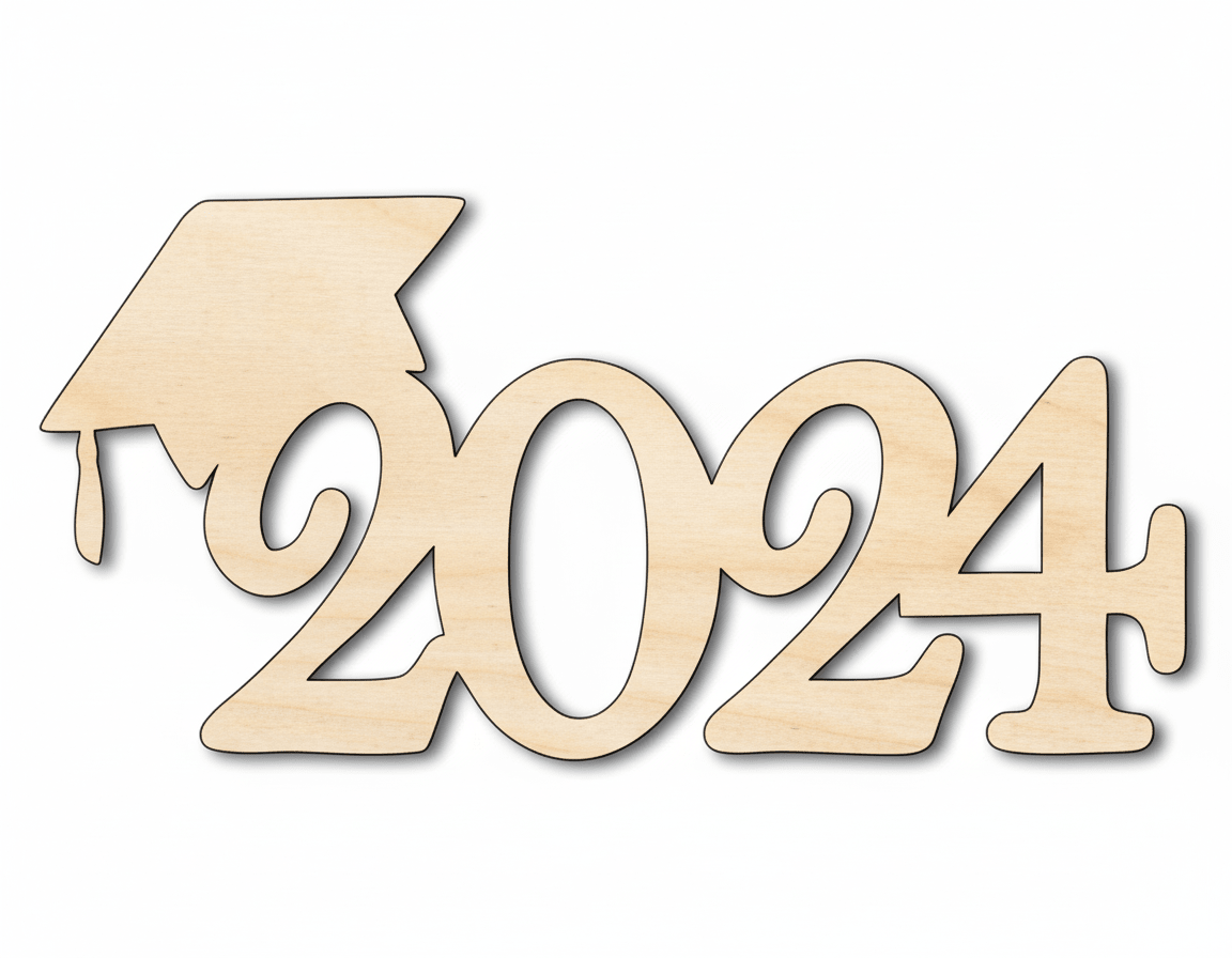 2024 Graduation Cap Silhouette DIY Craft Cutout Blank Door Hanger Wooden Cutout Cut Outs - Unfinished - NameSigns.com