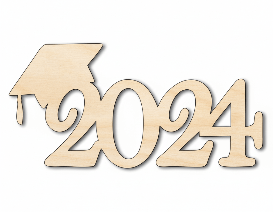 2024 Graduation Cap Silhouette DIY Craft Cutout Blank Door Hanger Wooden Cutout Cut Outs - Unfinished - NameSigns.com