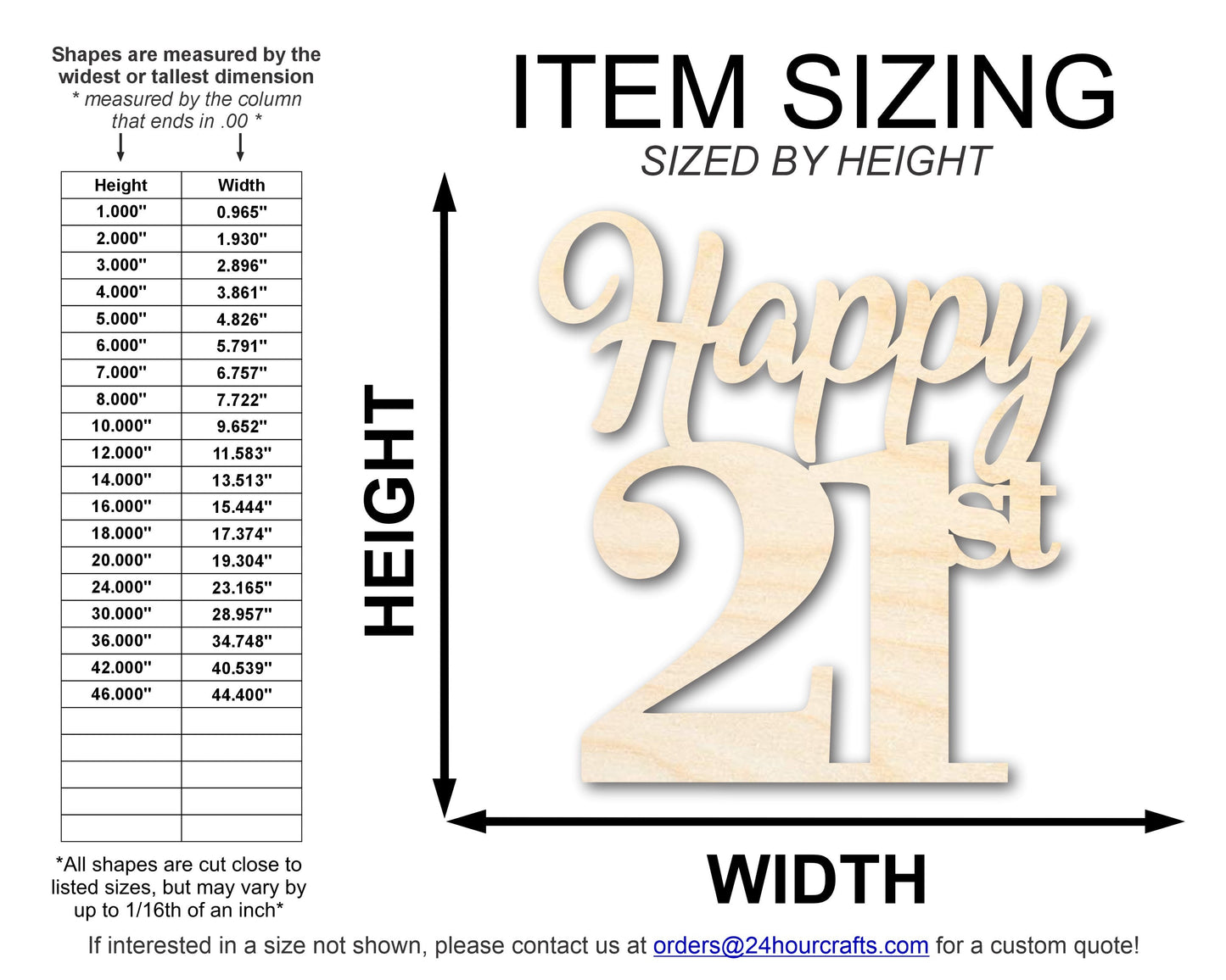 Unfinished Happy Twenty First Shape | DIY Craft Cutout | up to 46" DIY