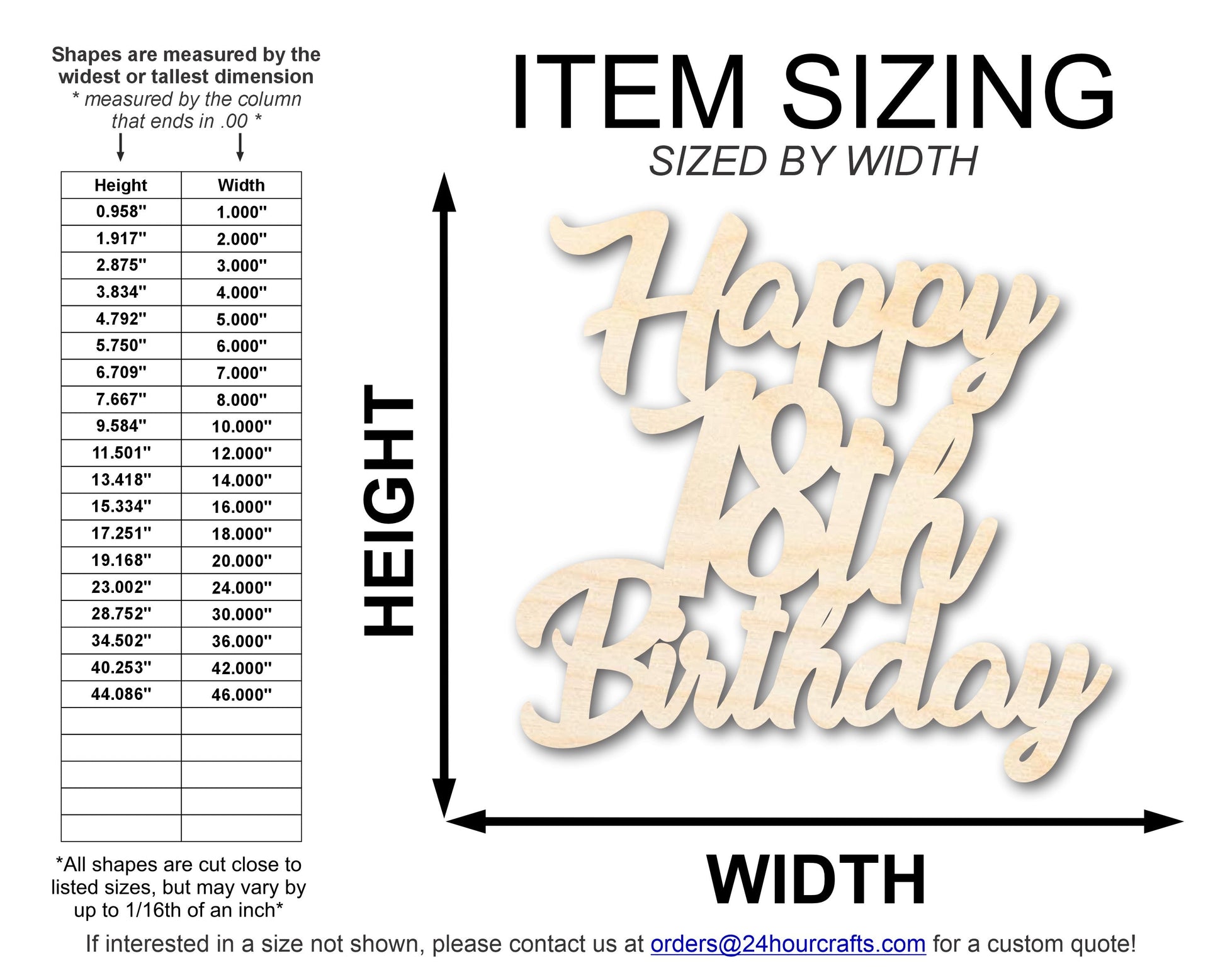 Unfinished Happy Eighteenth Birthday Shape | DIY Craft Cutout | up to 46" DIY