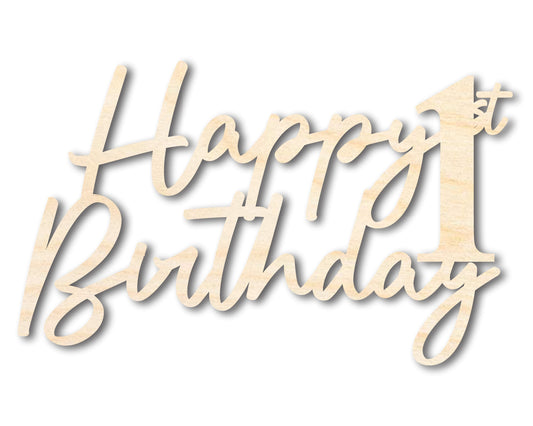 Unfinished Happy 1st Birthday Sign Shape | DIY Craft Cutout | up to 46" DIY