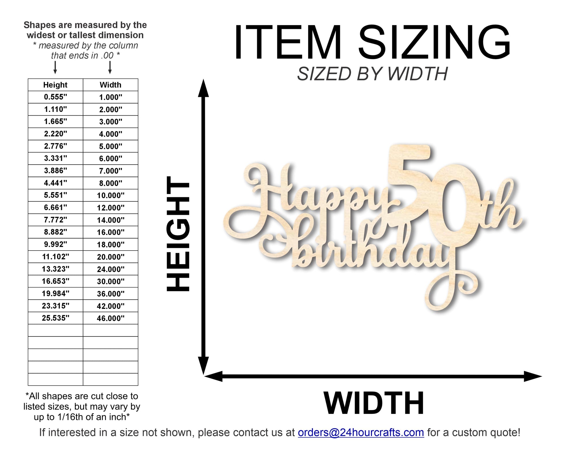 Unfinished Happy 50th Birthday Sign Shape | DIY Craft Cutout | up to 46" DIY