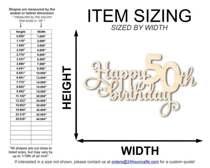 Unfinished Happy 50th Birthday Sign Shape | DIY Craft Cutout | up to 46" DIY