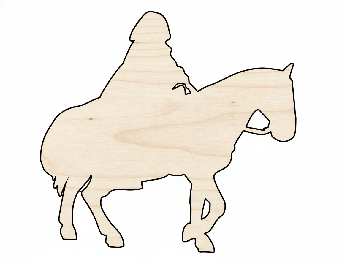 Unfinished Wood Hooded Horse and Rider Shape - Craft - up to 46" NameSigns.com
