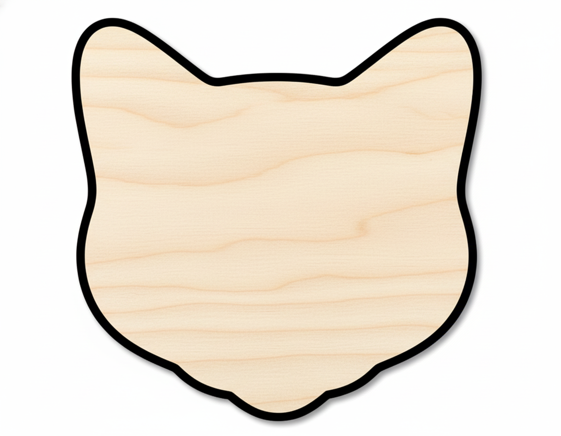 Unfinished Wood Cat Head Outline Shape | DIY Craft Cutout | up to 46" DIY NameSigns.com