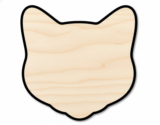 Unfinished Wood Cat Head Outline Shape | DIY Craft Cutout | up to 46" DIY NameSigns.com