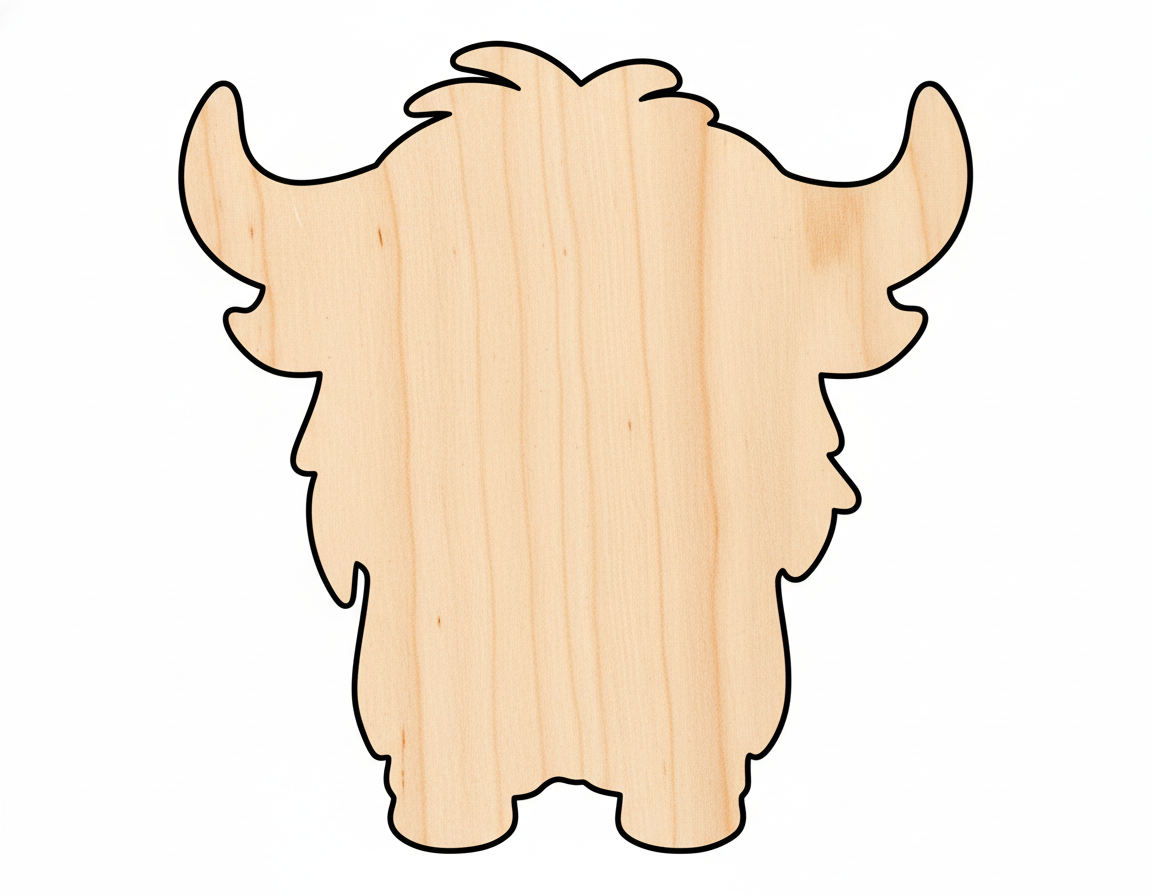 Unfinished Wood Cute Highland Cow Shape | DIY Craft Cutout | up to 46" DIY NameSigns.com