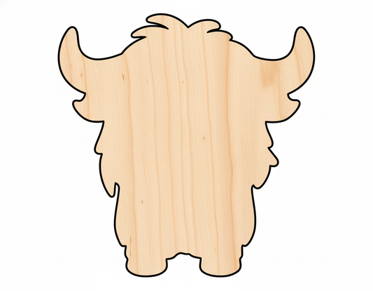 Unfinished Wood Cute Highland Cow Shape | DIY Craft Cutout | up to 46" DIY NameSigns.com
