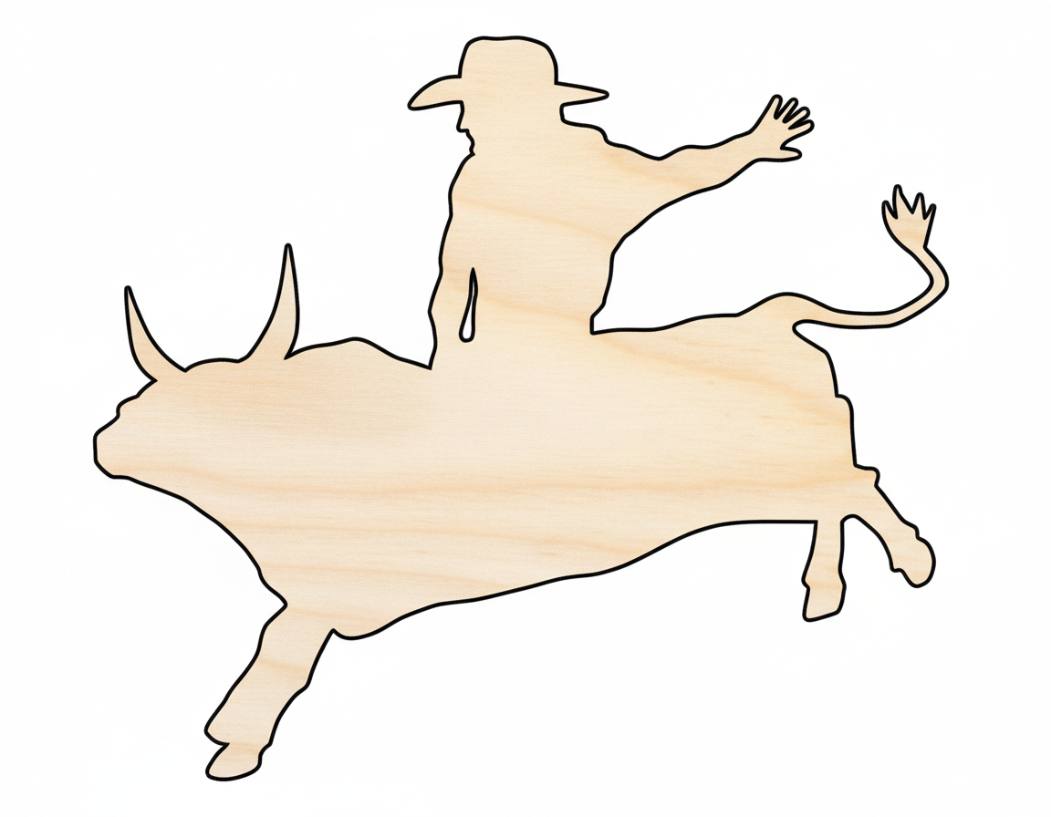 Unfinished Wood Bull Rider Shape | DIY Craft Cutout | up to 46" DIY NameSigns.com