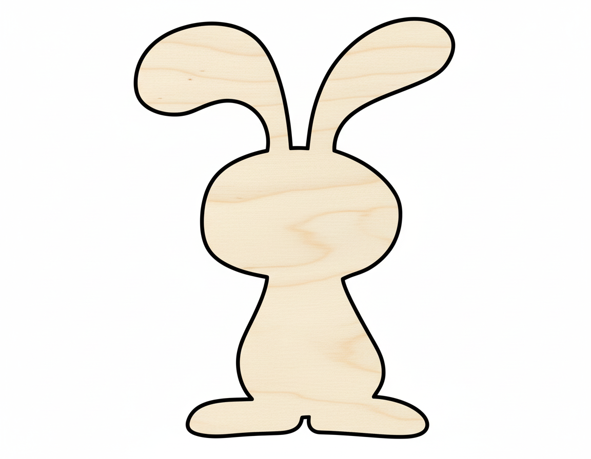 Unfinished Wood Cartoon Bunny Shape | DIY Craft Cutout | up to 46" DIY NameSigns.com