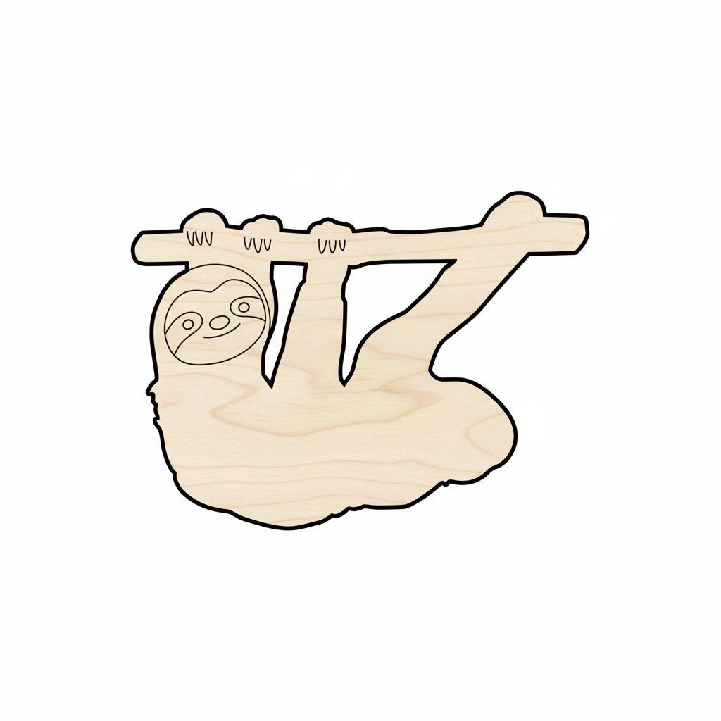 Unfinished Wood Sloth Silhouette - Craft- up to 46" DIY NameSigns.com