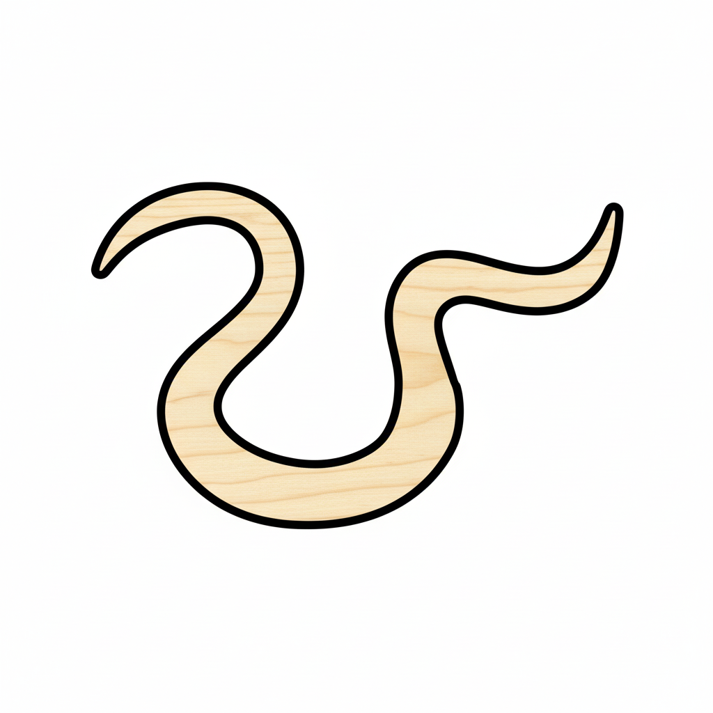 Unfinished Wood Fishing Worm Shape - Craft - up to 46" DIY NameSigns.com