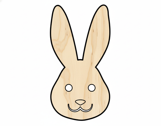 Unfinished Wood Happy Bunny Shape - Bunny Head Craft - up to 46" DIY NameSigns.com