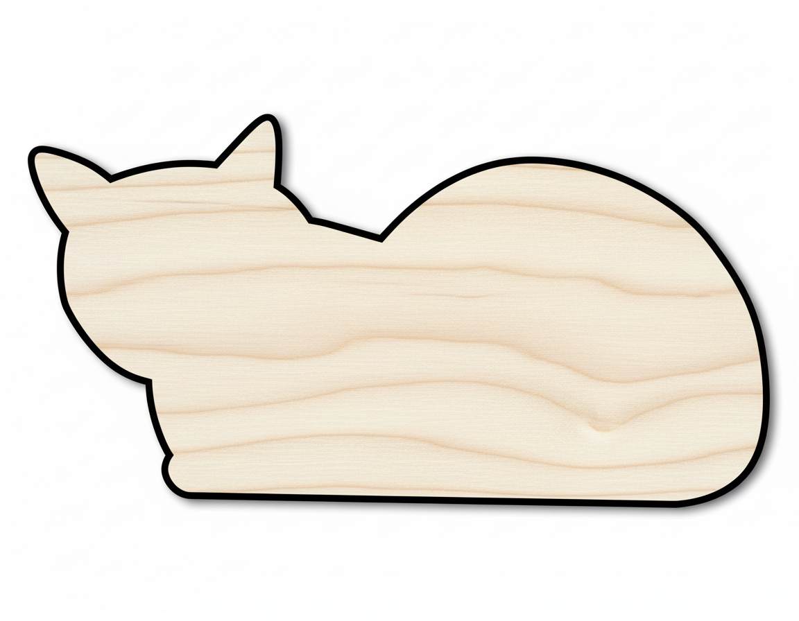 Unfinished Wood Laying Cat Shape | DIY Craft Cutout | up to 46" DIY NameSigns.com