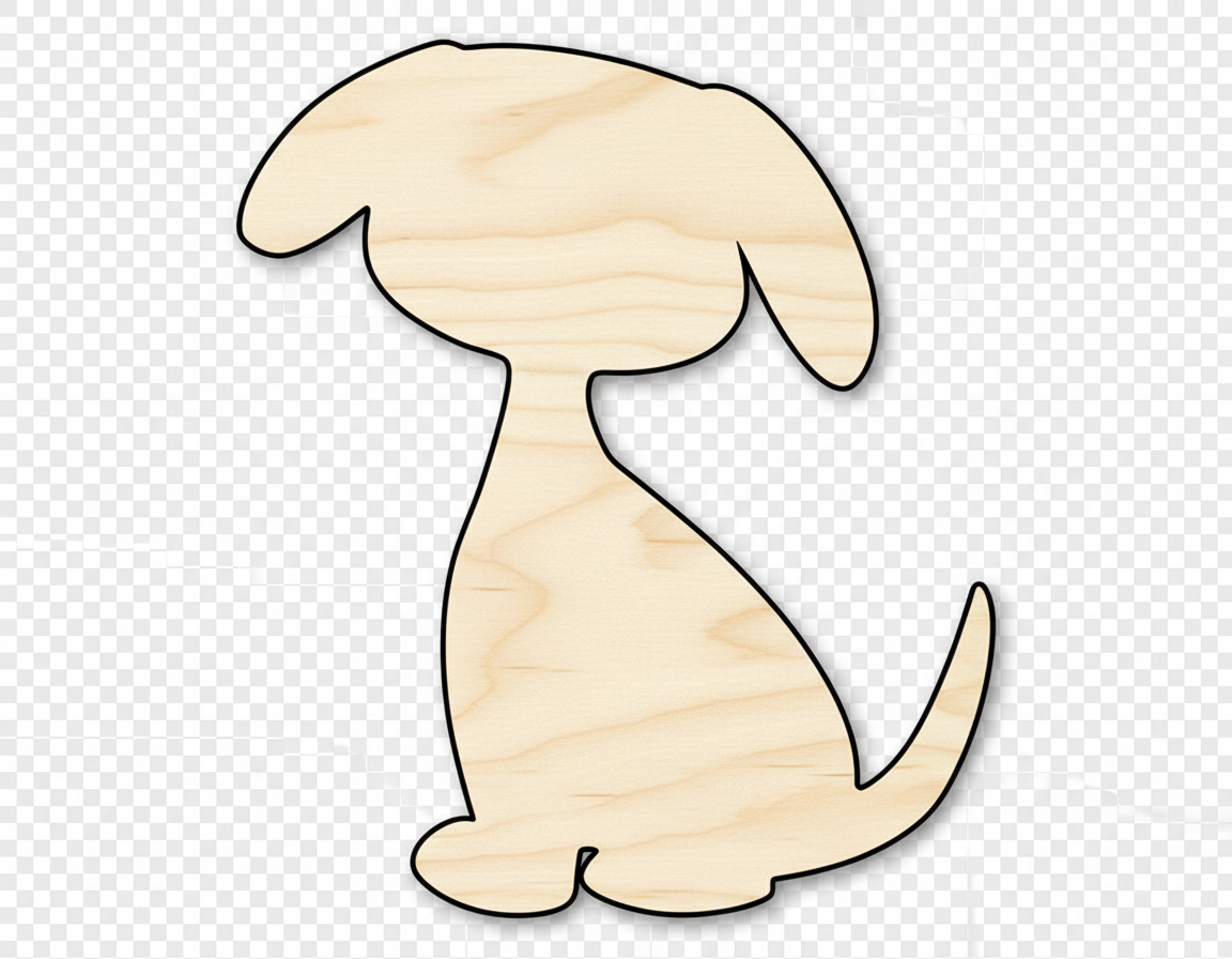Unfinished Wood Cute Sitting Dog Silhouette | DIY Dog Craft Cutout | up to 46" DIY NameSigns.com