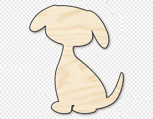 Unfinished Wood Cute Sitting Dog Silhouette | DIY Dog Craft Cutout | up to 46" DIY NameSigns.com