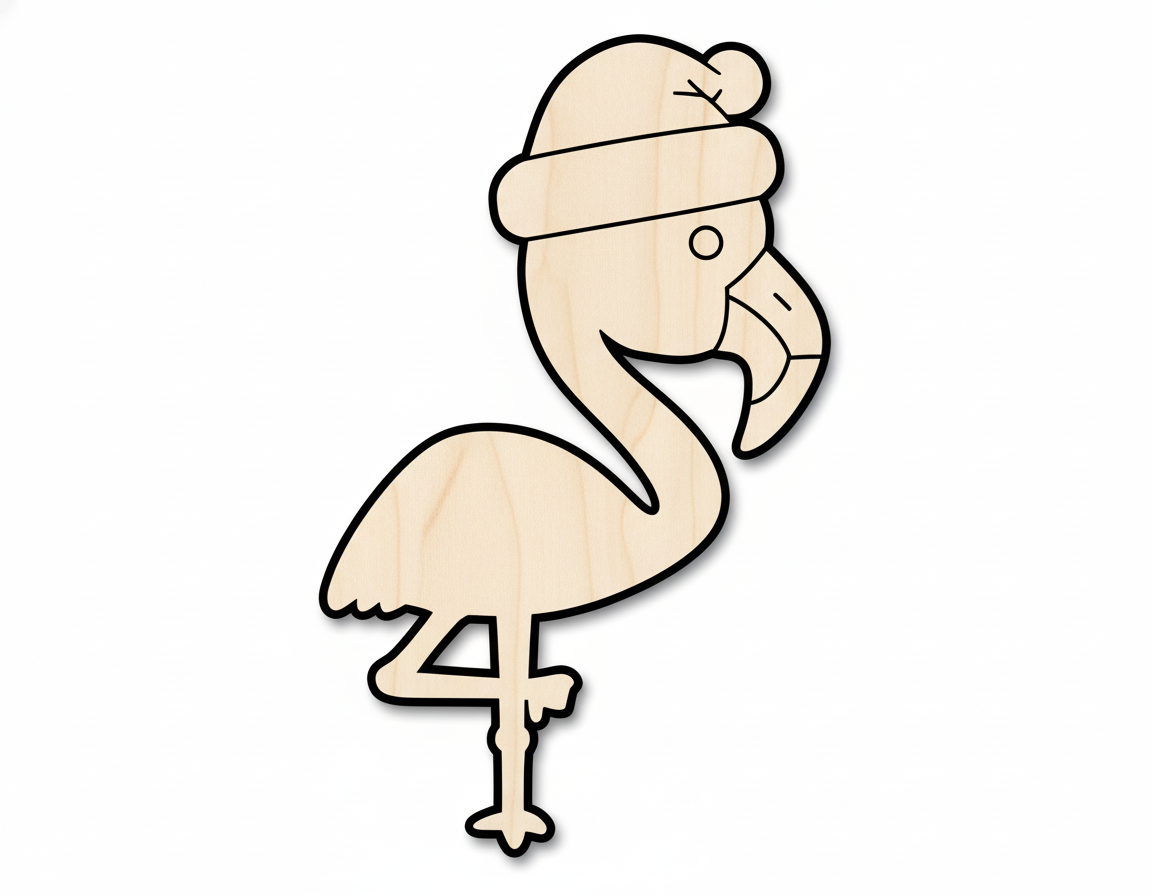 Unfinished Wood Christmas Flamingo Silhouette | DIY Christmas in July Craft Cutout | up to 46" DIY NameSigns.com