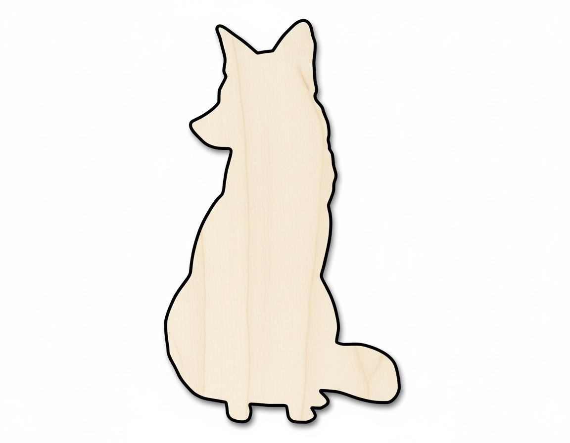 Unfinished Wood Sitting Fox Shape - Craft - up to 46" DIY NameSigns.com
