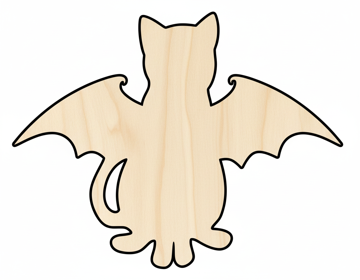 Unfinished Wood Bat Cat Shape | DIY Halloween Cat Craft Cutout | up to 46" DIY NameSigns.com