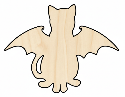 Unfinished Wood Bat Cat Shape | DIY Halloween Cat Craft Cutout | up to 46" DIY NameSigns.com