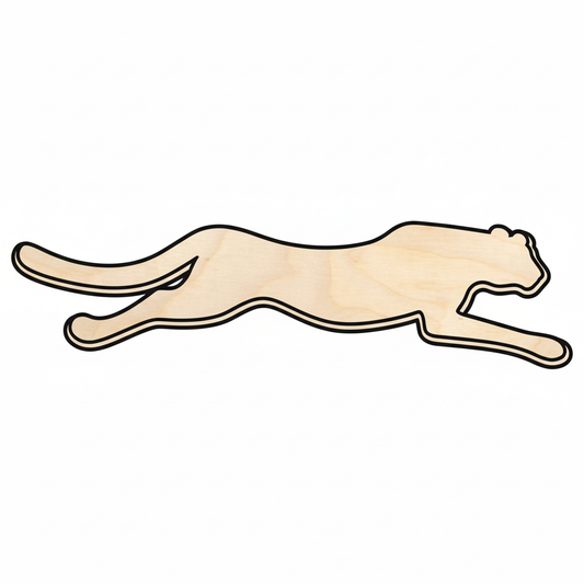 Unfinished Wood Running Cheetah Shape - Animal - Wildlife - Craft - up to 46" DIY NameSigns.com