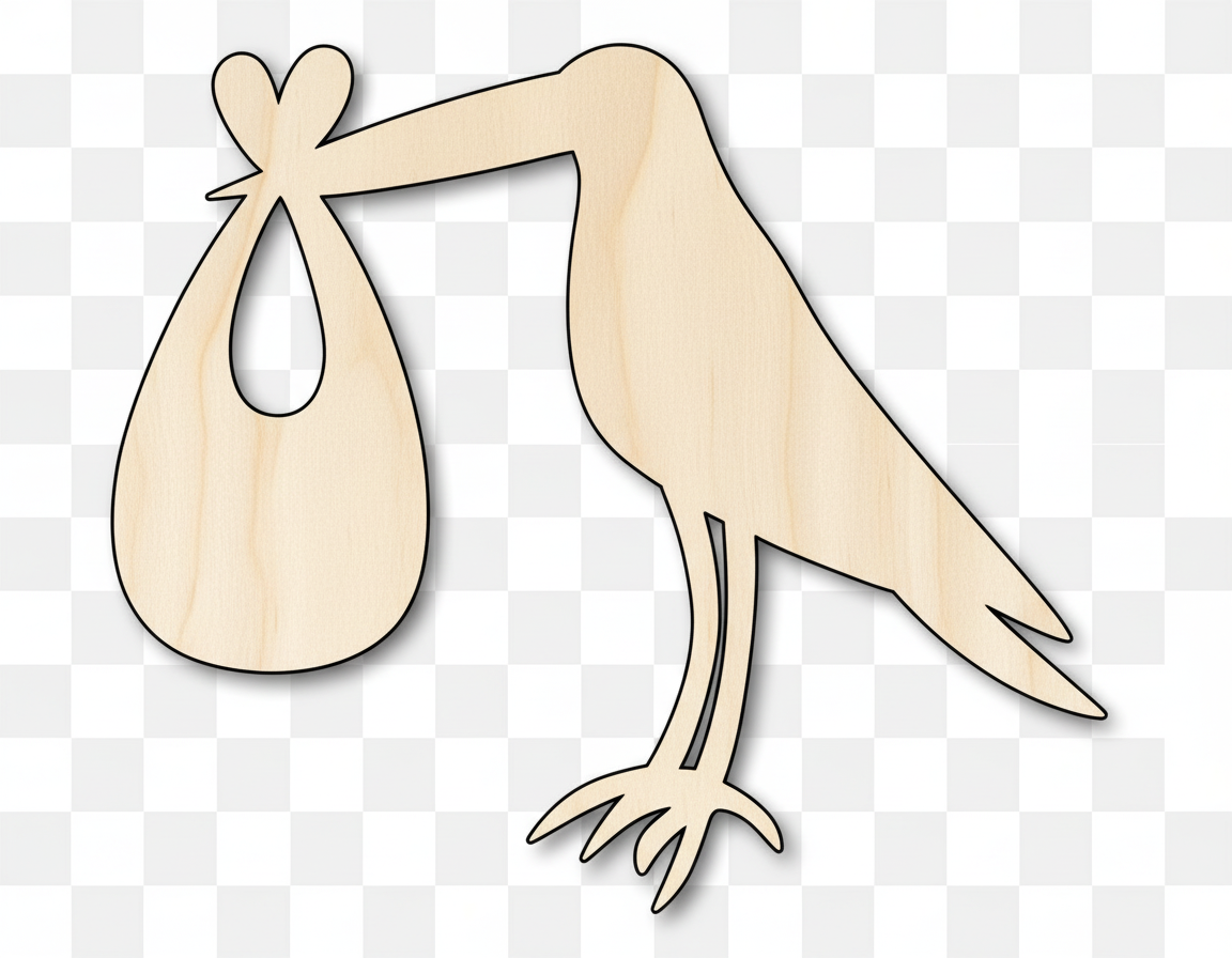 Unfinished Wood Stork Silhouette Shape - Craft - up to 46" NameSigns.com