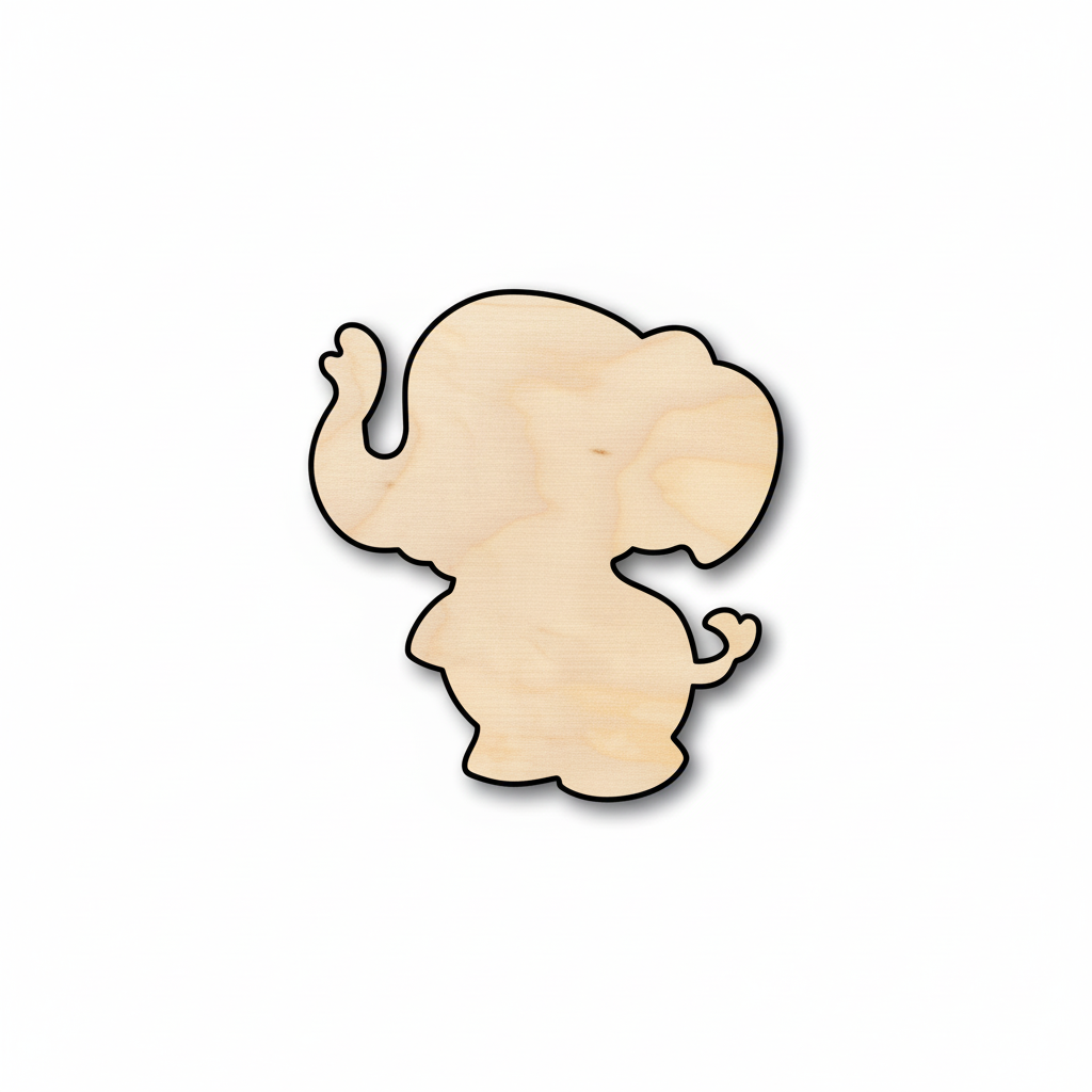 Unfinished Wood Cute Baby Elephant Shape - Craft - up to 46" DIY NameSigns.com