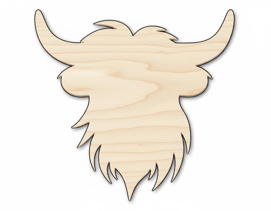 Unfinished Wood Highland Cow Head Shape | DIY Craft Cutout | up to 46" DIY NameSigns.com