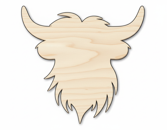 Unfinished Wood Highland Cow Head Shape | DIY Craft Cutout | up to 46" DIY NameSigns.com