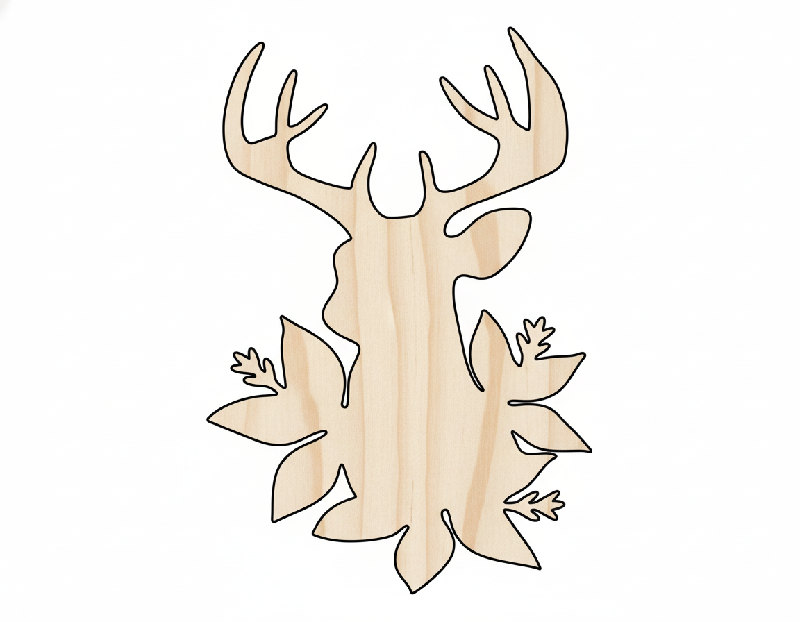 Unfinished Wood Holly Reindeer Head Shape - Craft - up to 46" DIY NameSigns.com