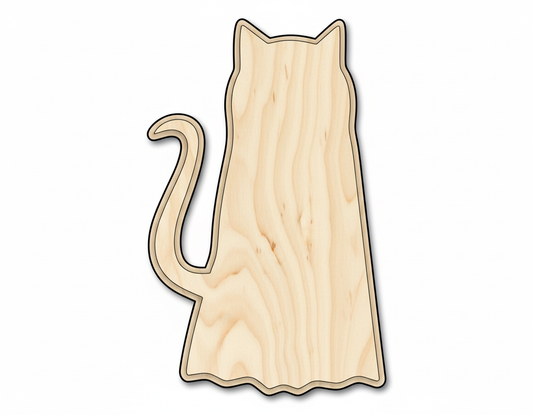 Unfinished Wood Ghost Cat Shape | DIY Halloween Cat Craft Cutout | up to 46" DIY NameSigns.com