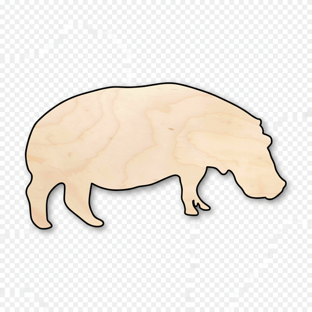 Unfinished Wood Hippopotamus Hippo Silhouette - Craft- up to 46" DIY NameSigns.com
