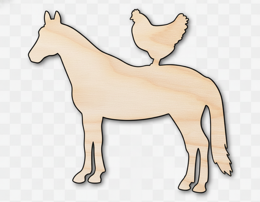 Unfinished Wood Horse and Chicken Shape - Farm Craft - up to 46" DIY NameSigns.com