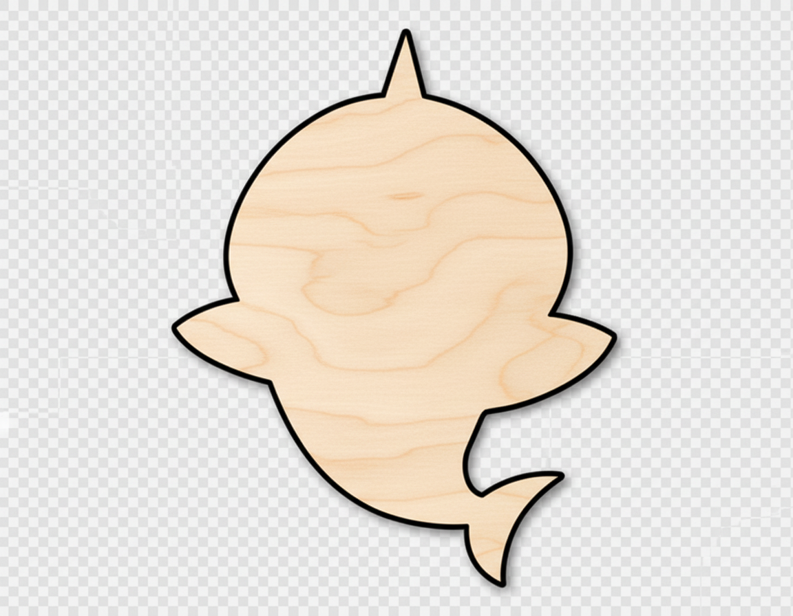 Unfinished Wood Cute Shark Shape - Craft - up to 46" NameSigns.com