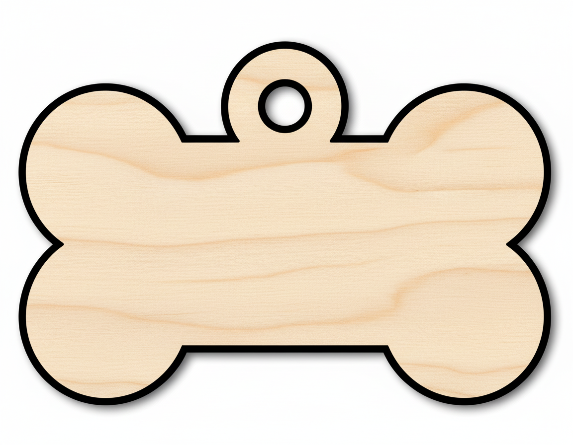 Unfinished Wood Bone Dog Tag Shape | DIY Craft Cutout | up to 46" DIY NameSigns.com