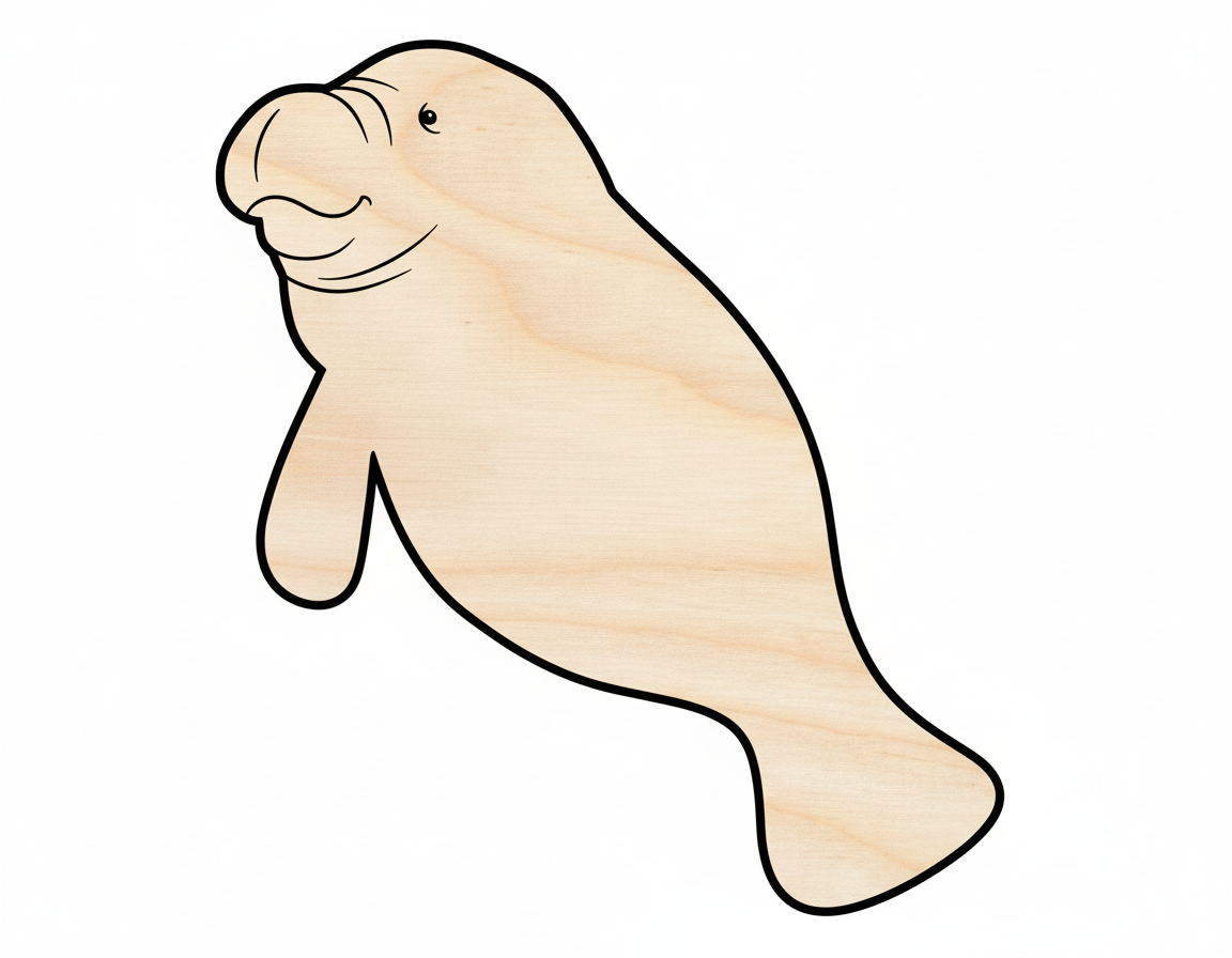 Unfinished Wood Cute Manatee Shape - Ocean Craft - up to 46" DIY NameSigns.com