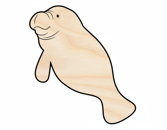 Unfinished Wood Cute Manatee Shape - Ocean Craft - up to 46" DIY NameSigns.com