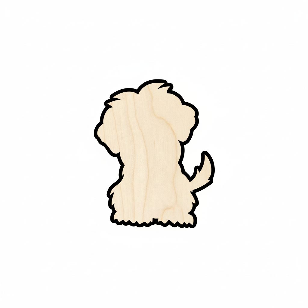 Unfinished Wood Fluffy Puppy Dog Shape - Craft - up to 46" DIY NameSigns.com