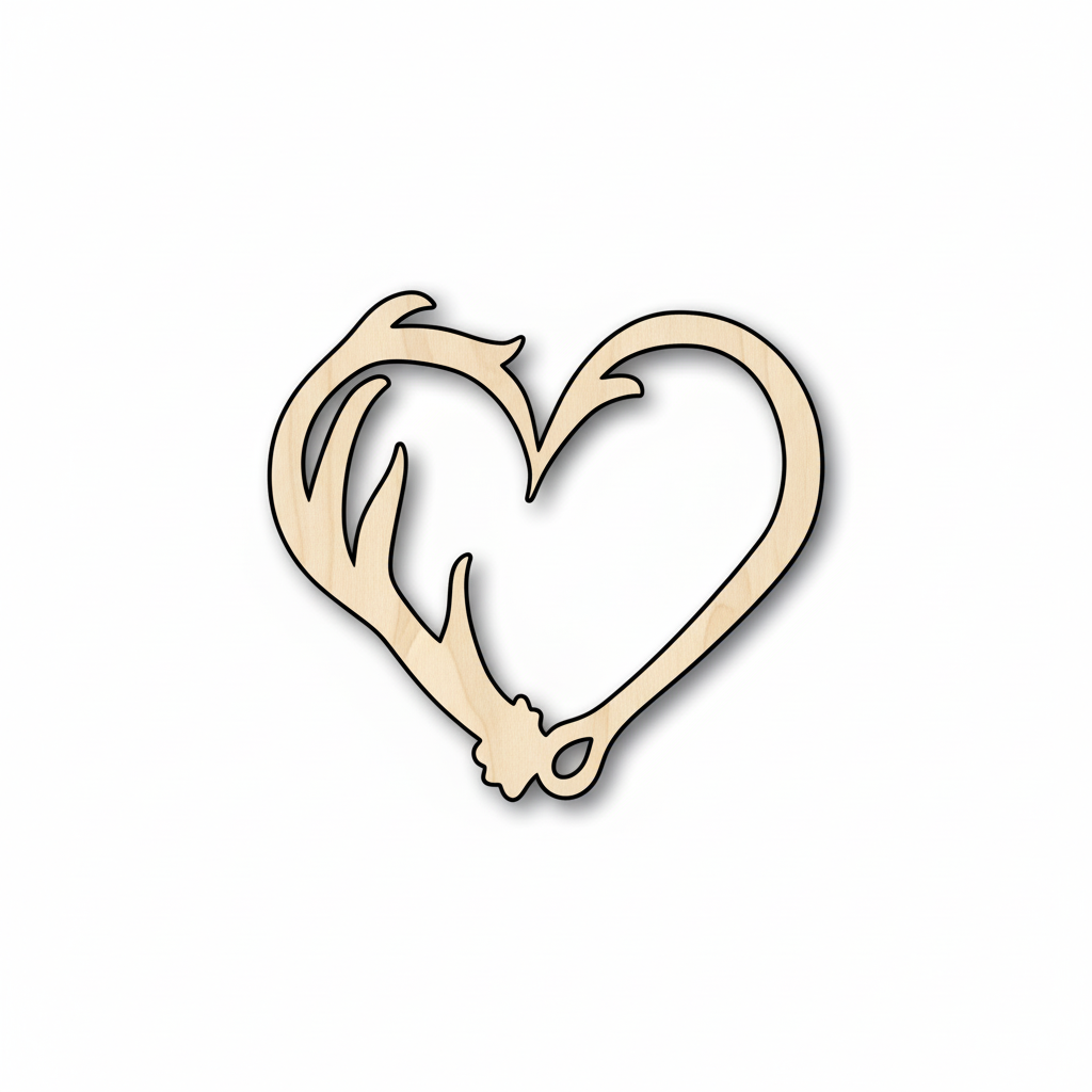 Unfinished Wood Antler Heart Shape - Craft - up to 46" DIY NameSigns.com