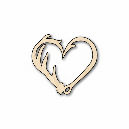 Unfinished Wood Antler Heart Shape - Craft - up to 46" DIY NameSigns.com