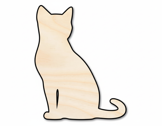 Unfinished Wood Spooky Sitting Cat Shape | DIY Craft Cutout | up to 46" DIY NameSigns.com