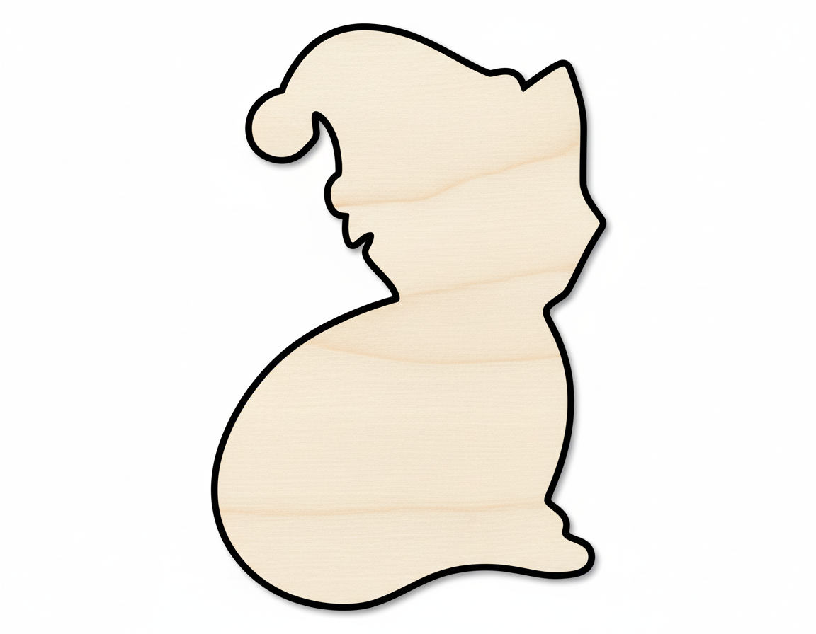 Unfinished Wood Santa Hat Cat Shape | DIY Christmas Craft Cutout | up to 46" DIY NameSigns.com