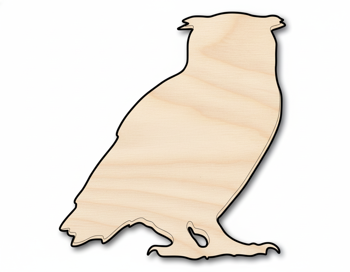 Unfinished Wood Horned Owl Shape - Craft - up to 46" DIY NameSigns.com