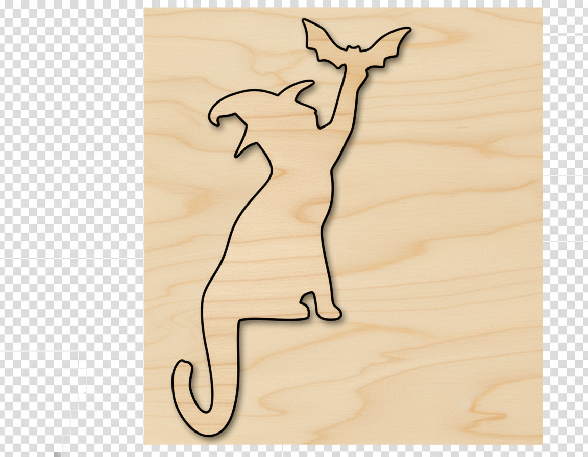 Unfinished Wood Cat and Bat Shape | Halloween | Craft Cutout | up to 46" DIY NameSigns.com