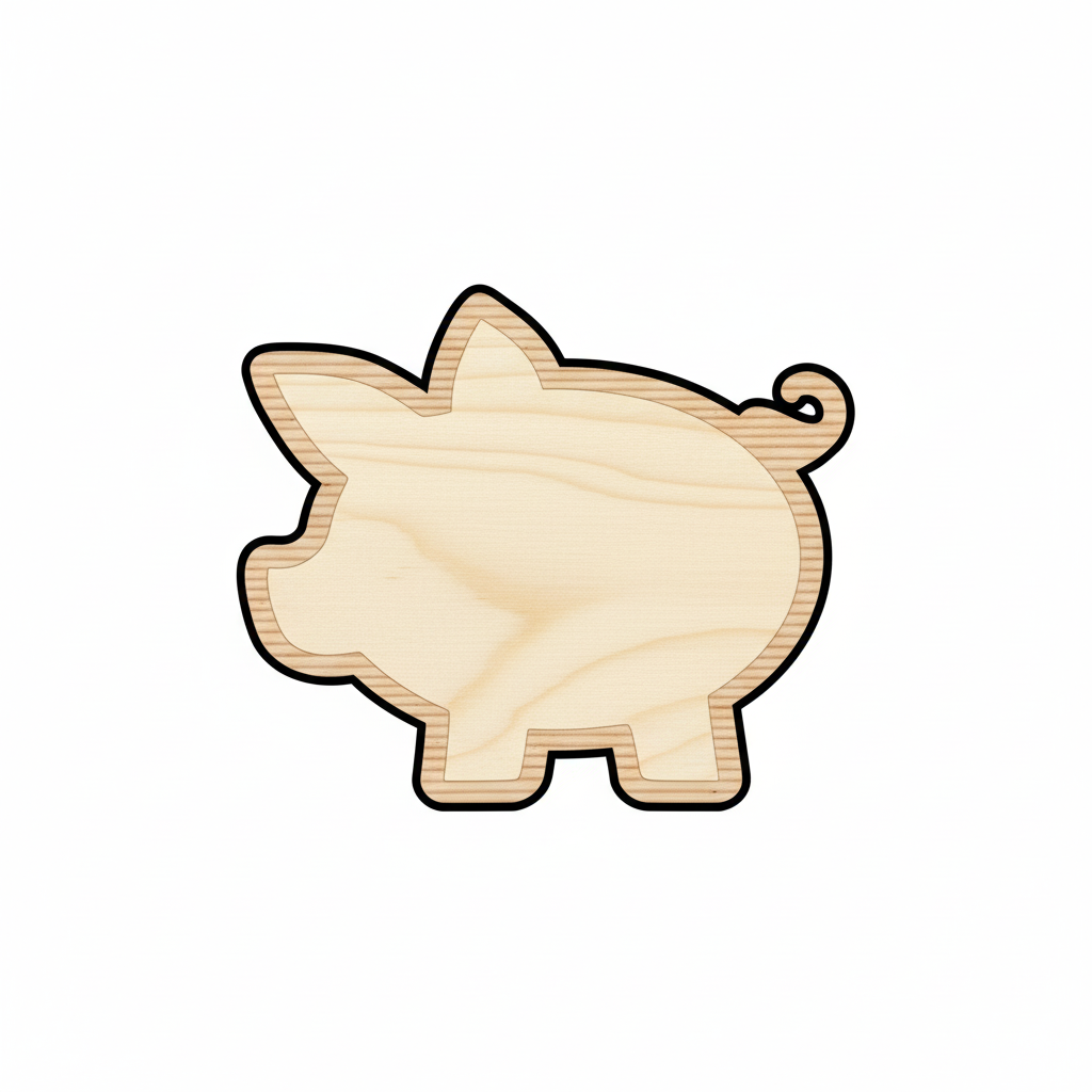 Unfinished Wood Piglet Piggy Bank Shape - Farm Animal - Money - Craft - up to 46" DIY NameSigns.com