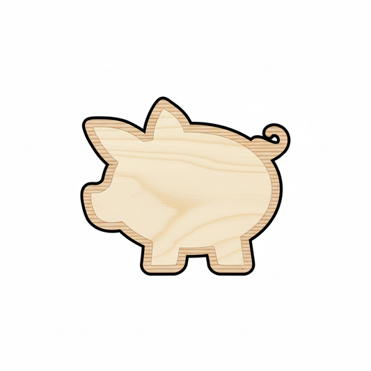 Unfinished Wood Piglet Piggy Bank Shape - Farm Animal - Money - Craft - up to 46" DIY NameSigns.com