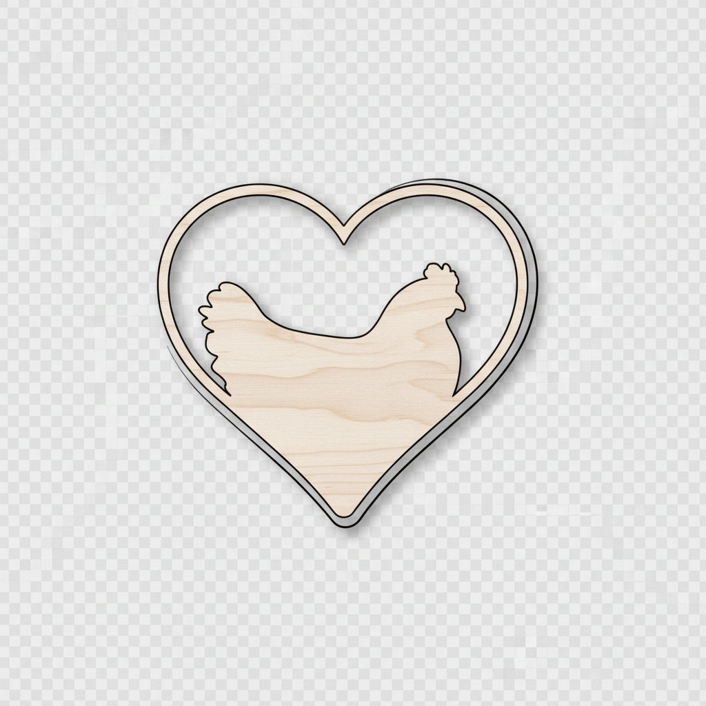 Unfinished Wood Chicken Heart Silhouette - Craft- up to 46" DIY NameSigns.com