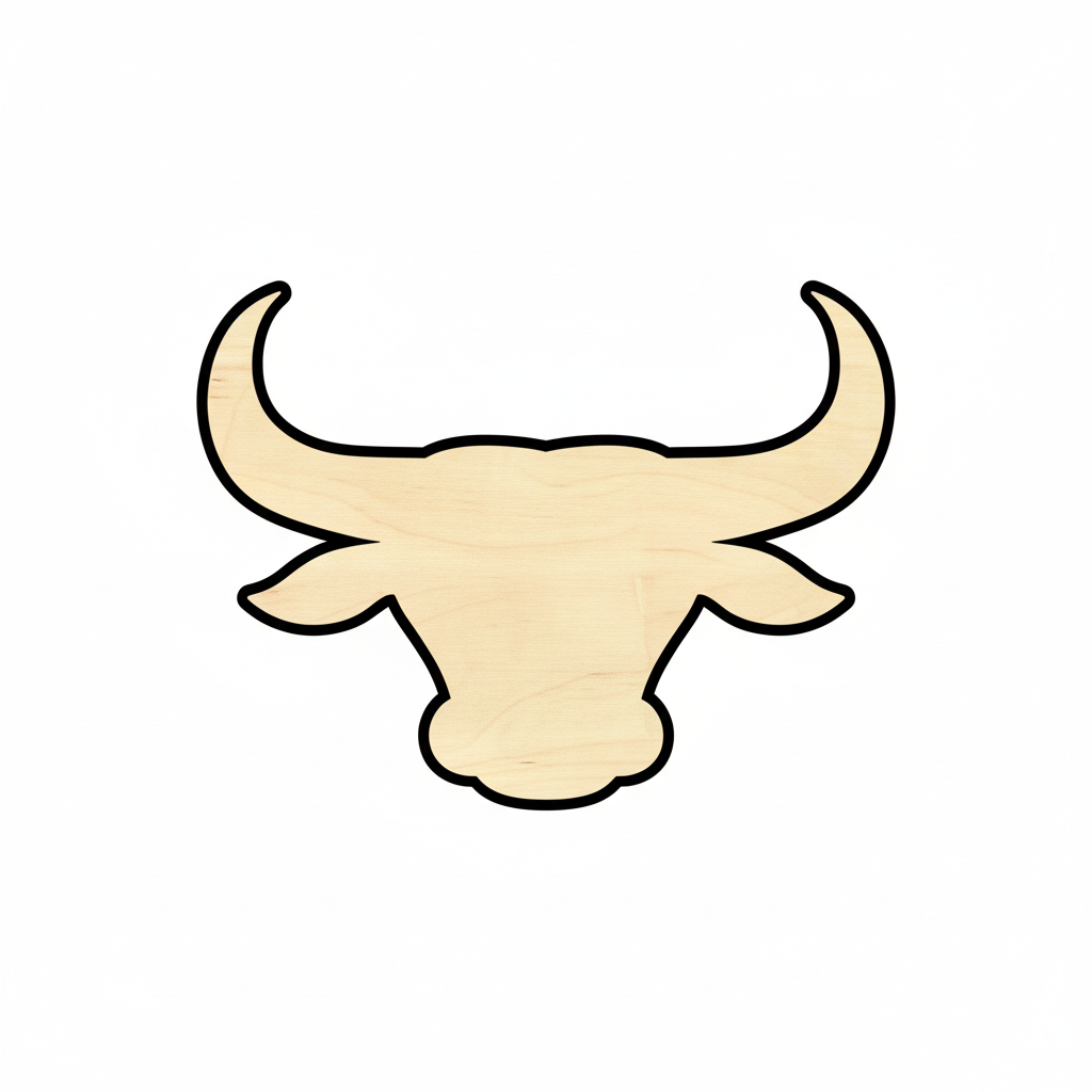 Unfinished Wood Bull Head Logo Shape - Animal - Sports - Craft - up to 46" DIY NameSigns.com