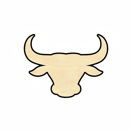 Unfinished Wood Bull Head Logo Shape - Animal - Sports - Craft - up to 46" DIY NameSigns.com